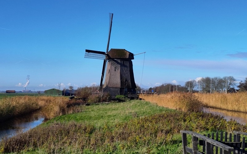 windmill in Dutch landscape